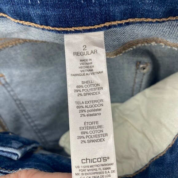 Chicos Jeans Womens 2 US 12 Blue Medium Wash Denim Straight Leg Stretch Casual - Picture 6 of 12